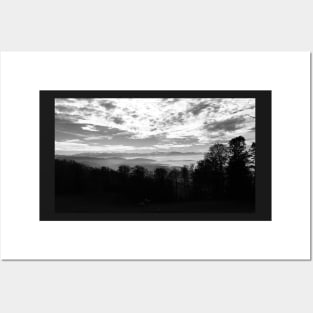 Black and white photography of clouds in a valley Posters and Art